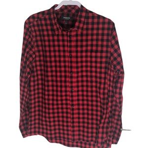 Red and Black Checkered Long Sleeve Button Down